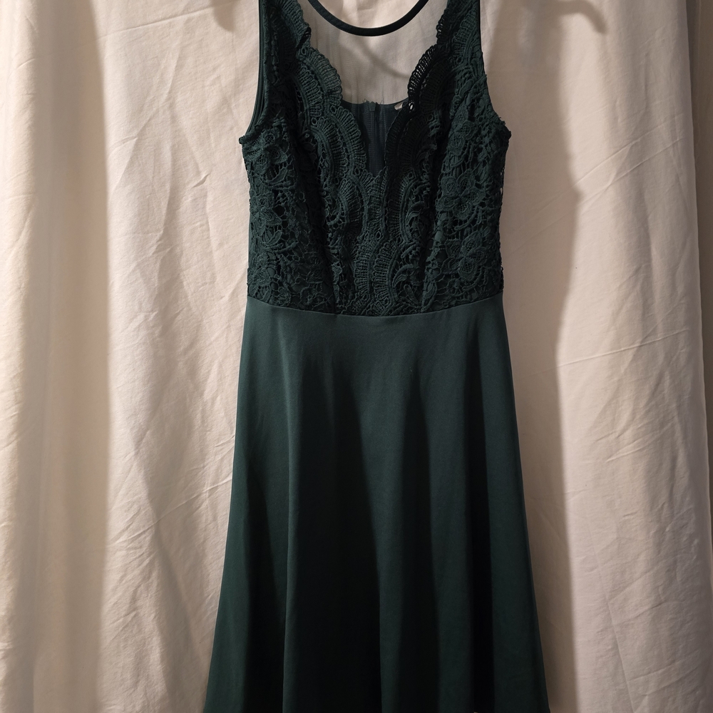 Grace Karin Dark Green Lace Bodice A-Line Dress